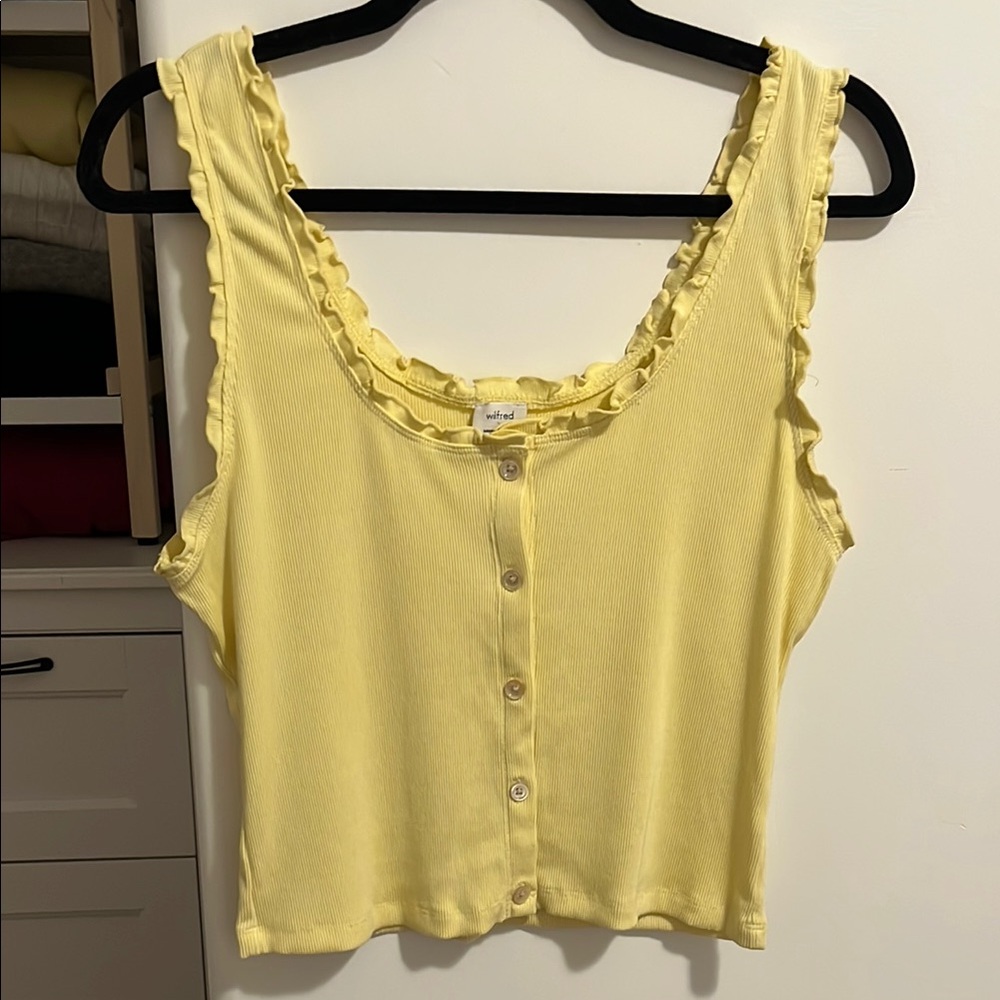Wilfred Yellow Ruffled Crop Tank Top